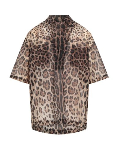 Dolce & Gabbana Brown Leopard Button Down Casual Shirt