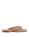 Giulia Taddeucci Woman Thong Sandal Camel Size 10 Leather In Beige