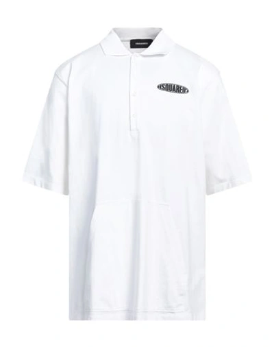 Dsquared2 Man Polo Shirt White Size L Cotton