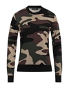 Dolce & Gabbana Silk Round-neck Sweater With Camouflage Intarsia In Brown