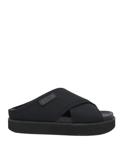 Ganni Black Crossover Sandals In 099 Black