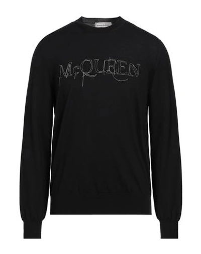 Alexander Mcqueen Wool Knit Sweater In Black