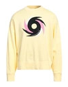Palm Angels Man Sweatshirt Light Yellow Size L Cotton, Elastane, Polyester In Yellow