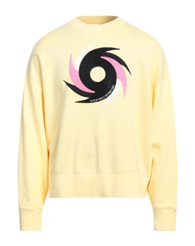 Palm Angels Man Sweatshirt Light Yellow Size M Cotton, Elastane, Polyester