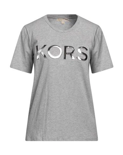 Michael Michael Kors Woman T-shirt Grey Size L Organic Cotton