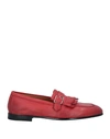 Doucal's Man Loafers Red Size 7 Leather