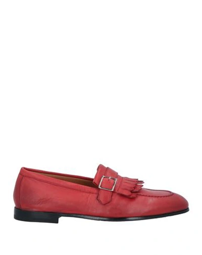 Doucal's Man Loafers Red Size 9 Leather