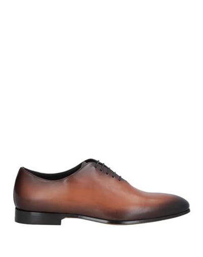 Doucal's Man Lace-up Shoes Brown Size 8 Leather