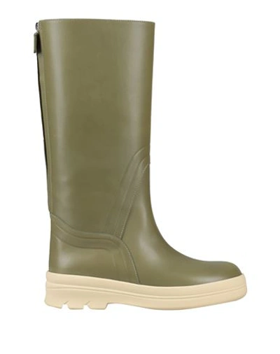 Loro Piana Woman Boot Military Green Size 9 Leather
