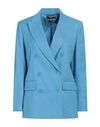 WEEKEND MAX MARA WEEKEND MAX MARA WOMAN BLAZER AZURE SIZE 8 LINEN, COTTON, ELASTANE