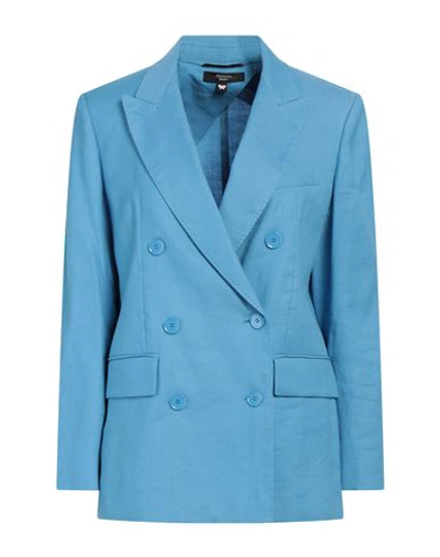 Weekend Max Mara Yarden Batavia Double Breasted Blazer In Light Blue