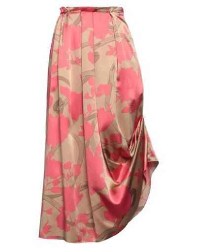 Fendi Woman Midi Skirt Beige Size 8 Silk