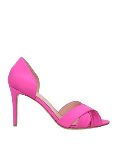 Anna F . Woman Sandals Fuchsia Size 10 Textile Fibers In Pink