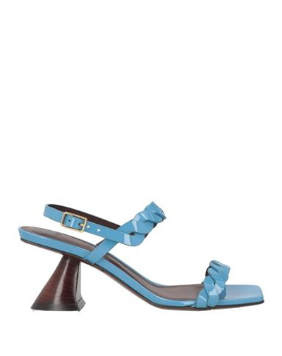 Hazy Woman Sandals Azure Size 10 Leather In Blue