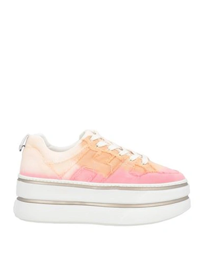 Hogan Woman Sneakers Pink Size 9.5 Textile Fibers