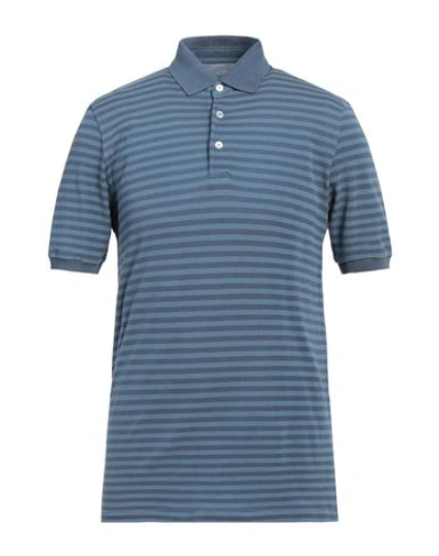 Fedeli Man Polo Shirt Slate Blue Size 38 Cotton