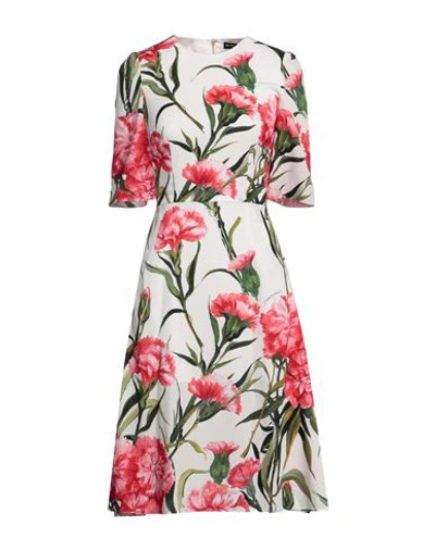 Dolce & Gabbana Woman Midi Dress White Size 2 Silk, Lenpur