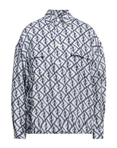 Fendi Man Shirt Blue Size 15 ½ Linen