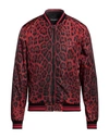 Dolce & Gabbana Red Leopard Bomber Short Coat Jacket In Red