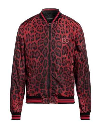 Dolce & Gabbana Man Jacket Brick Red Size 44 Polyamide, Pvc - Polyvinyl Chloride, Cotton, Elastane