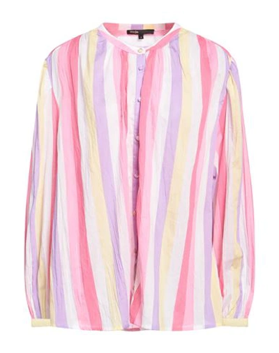 Maje Oversized Striped Woven Shirt In Pink