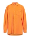 Erl Man Shirt Orange Size M Cotton, Elastane In Orange