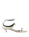 Emporio Armani Woman Sandals Cream Size 11.5 Leather In White