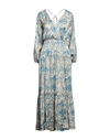 Maje Woman Midi Dress Turquoise Size 10 Polyester In Blue
