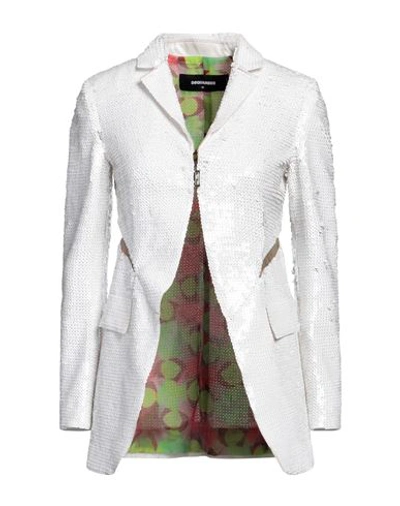 Dsquared2 Woman Blazer White Size 4 Polyamide