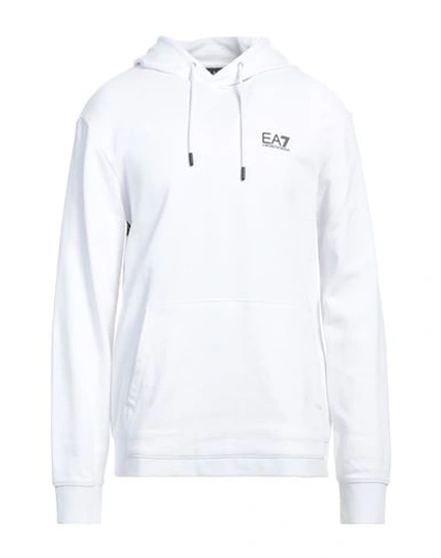 Ea7 Man Sweatshirt White Size Xxl Cotton, Elastane