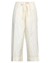 The Row Woman Cropped Pants Ivory Size L Silk In White