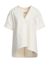 Jil Sander Woman T-shirt Ivory Size 6 Linen, Elastane, Cotton In White