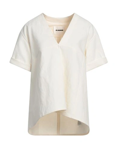 Jil Sander Woman T-shirt Ivory Size 6 Linen, Elastane, Cotton In White