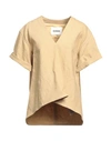 Jil Sander Woman T-shirt Khaki Size 8 Linen, Elastane, Cotton In Beige