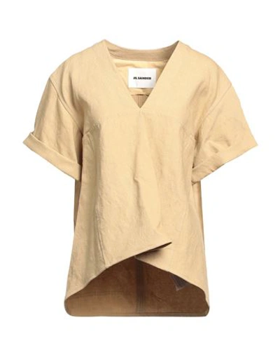 Jil Sander Woman T-shirt Khaki Size 8 Linen, Elastane, Cotton In Beige