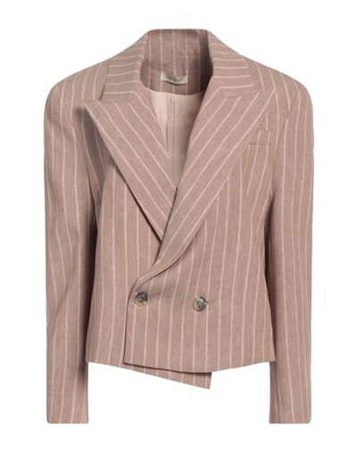 The Mannei Woman Blazer Light Brown Size 4 Linen In Beige