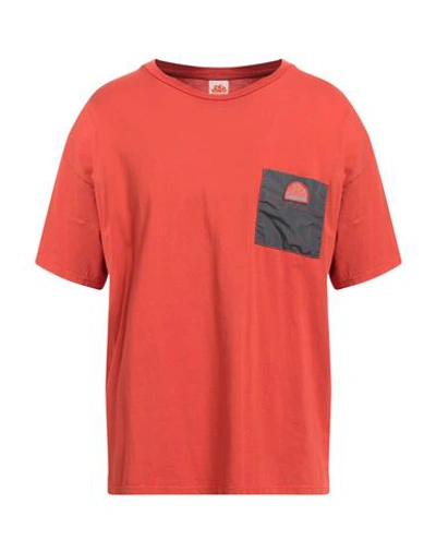 Sundek Man T-shirt Tomato Red Size L Cotton In Tomato Red
