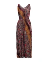Pierre-louis Mascia Pierre Louis Mascia Pleated Long Dress With Print In Purple