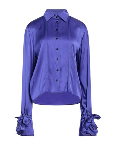 Maison Laponte Woman Shirt Purple Size 6 Silk
