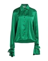 Maison Laponte Woman Shirt Green Size 8 Silk