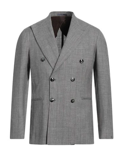 Barba Napoli Man Blazer Grey Size 40 Wool, Silk, Linen