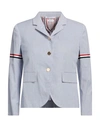 Thom Browne Woman Blazer Navy Blue Size 10 Cotton In Navy Blue