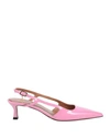 Maje Slingback-pumps Aus Leder In Lackoptik In Pink
