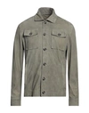 Barba Napoli Man Shirt Military Green Size 46 Leather