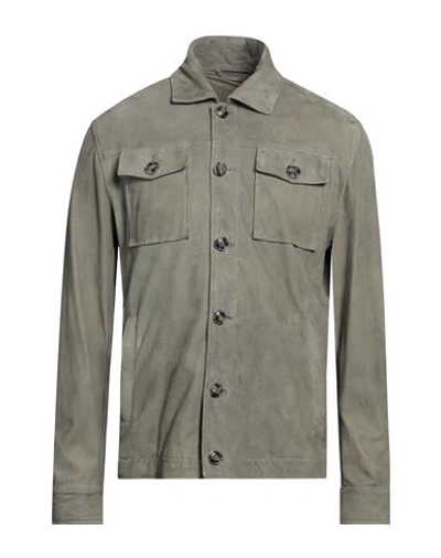 Barba Napoli Man Shirt Military Green Size 46 Leather