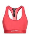 DSQUARED2 DSQUARED2 WOMAN TOP RED SIZE 2 POLYAMIDE, COTTON