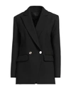 MAJE MAJE WOMAN BLAZER BLACK SIZE 8 POLYESTER, VIRGIN WOOL, ELASTANE