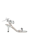 Maje Woman Sandals Silver Size 11 Leather In Silver