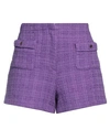 MAJE MAJE WOMAN SHORTS & BERMUDA SHORTS PURPLE SIZE 8 COTTON