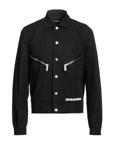 Dsquared2 Man Jacket Black Size 40 Cotton, Elastane In Black